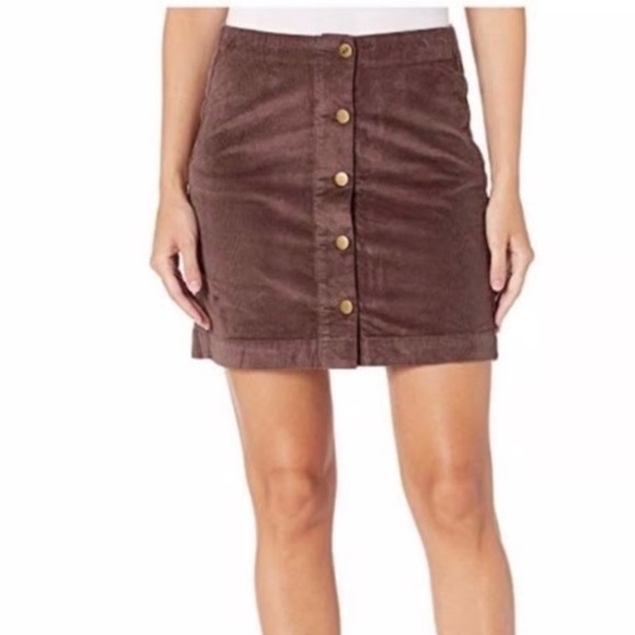 TOAD&CO Brown Button Front Skirt SZ 8 - Picture 1 of 5